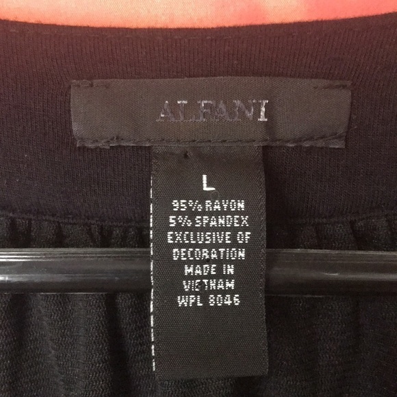 Alfani Women’s Tunic Black Jeweled Neckline Drapes at Sleeve and Hem Size L EUC - Picture 6 of 11